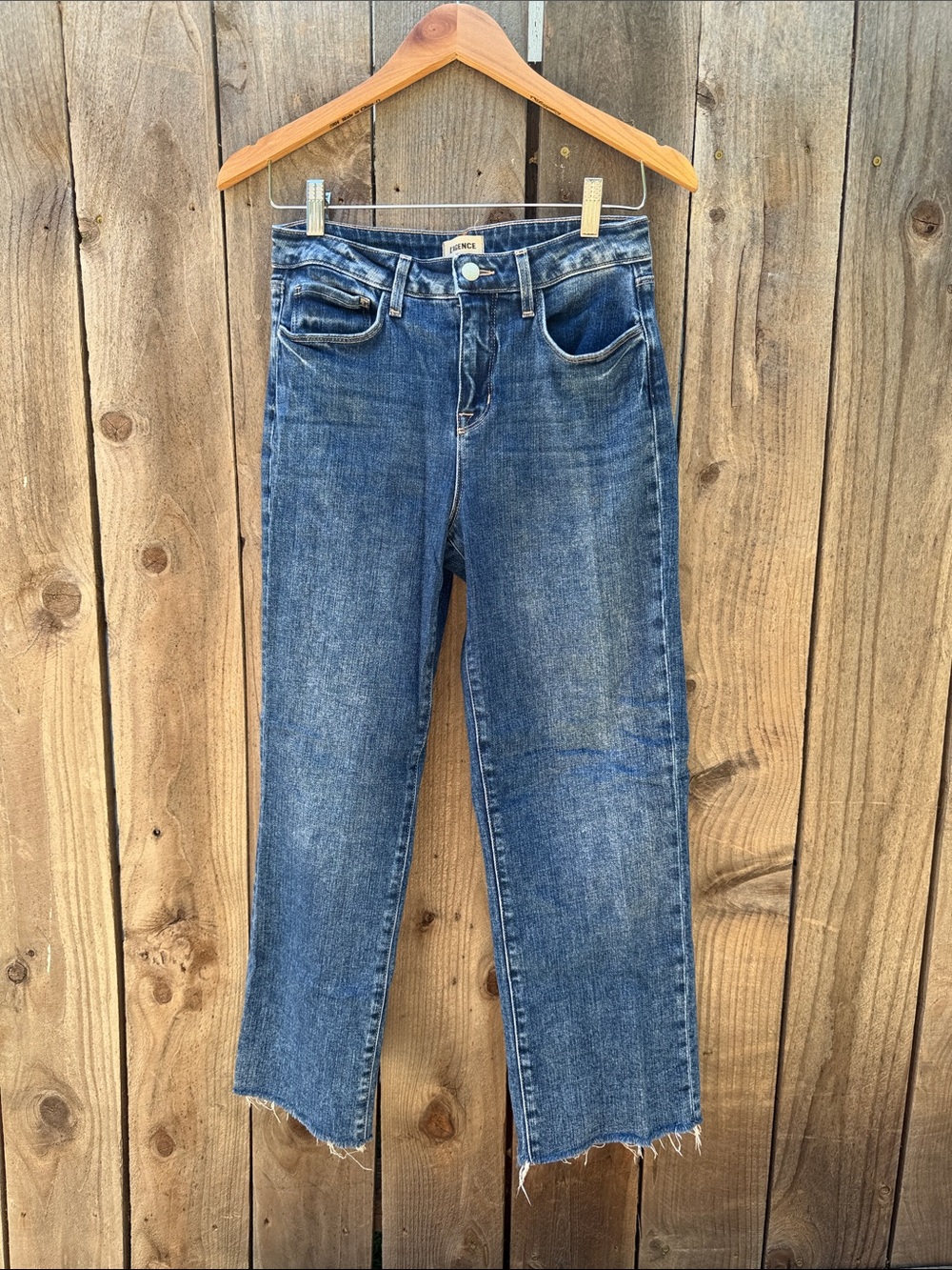 L'AGENCE Distressed Cropped Blue Denim Jeans